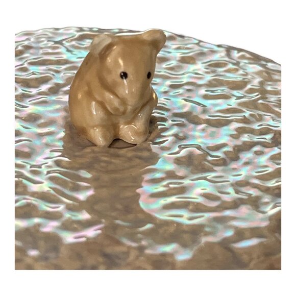 VTG Sylva Ceramics England Covered Cheese Dish with Mouse Handle | Iridescent Gl - Picture 2 of 7